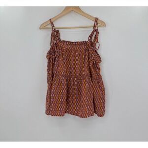 Universal‎ Thread Women's Orange Pink Print Sleeveless Tie Strap Tank Top